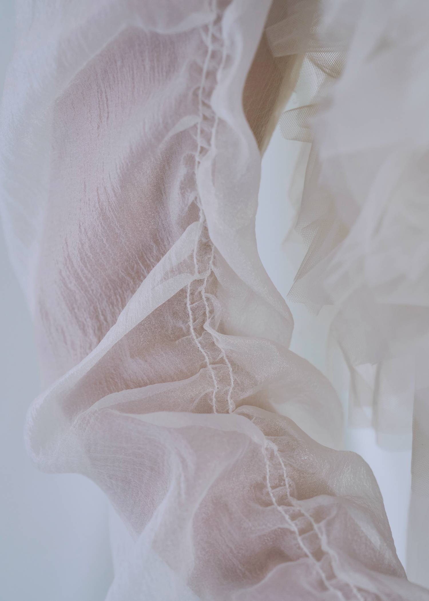 random gather tulle vest sheer blouse SET