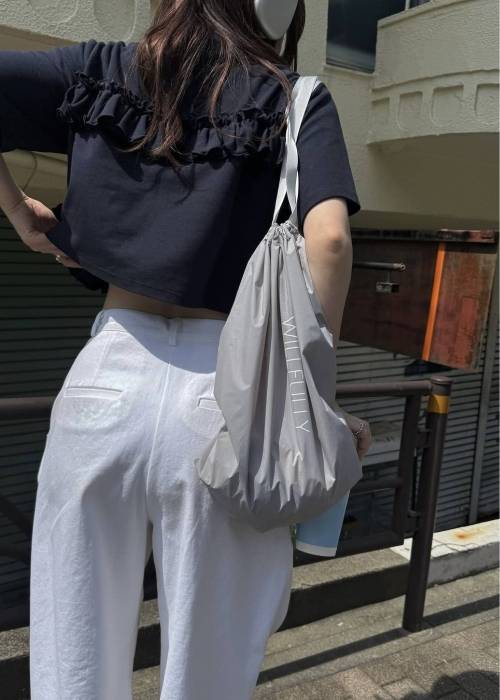 random frill pique cropped polo shirt