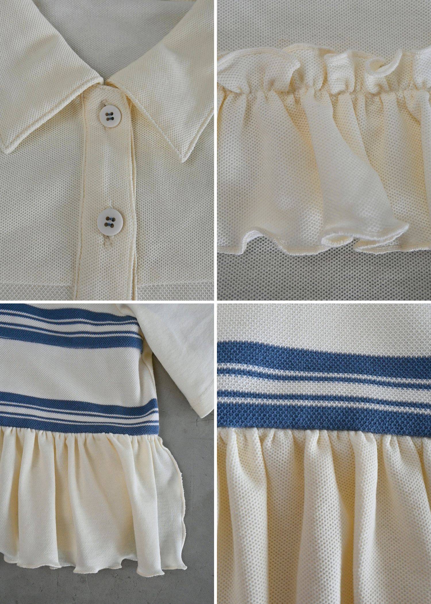 random frill pique cropped polo shirt