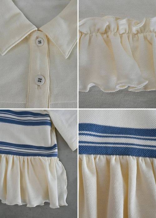 random frill pique cropped polo shirt