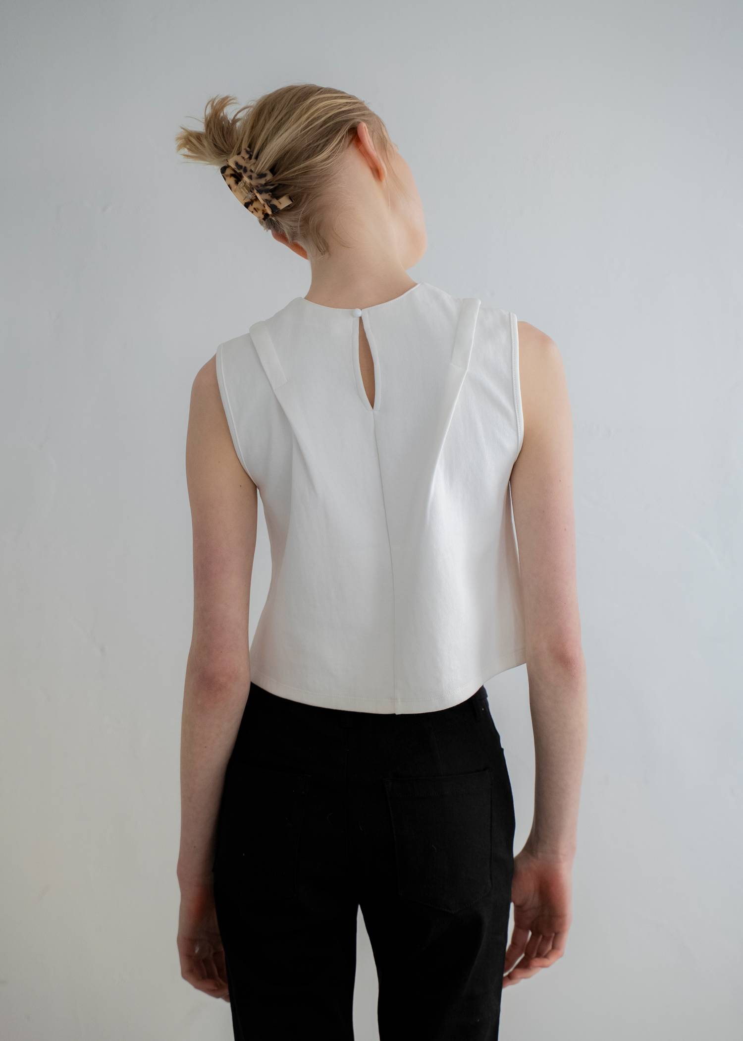 2way detachable lace no sleeve tops