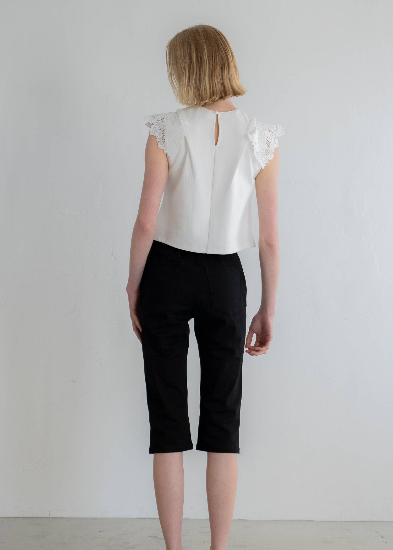2way detachable lace no sleeve tops