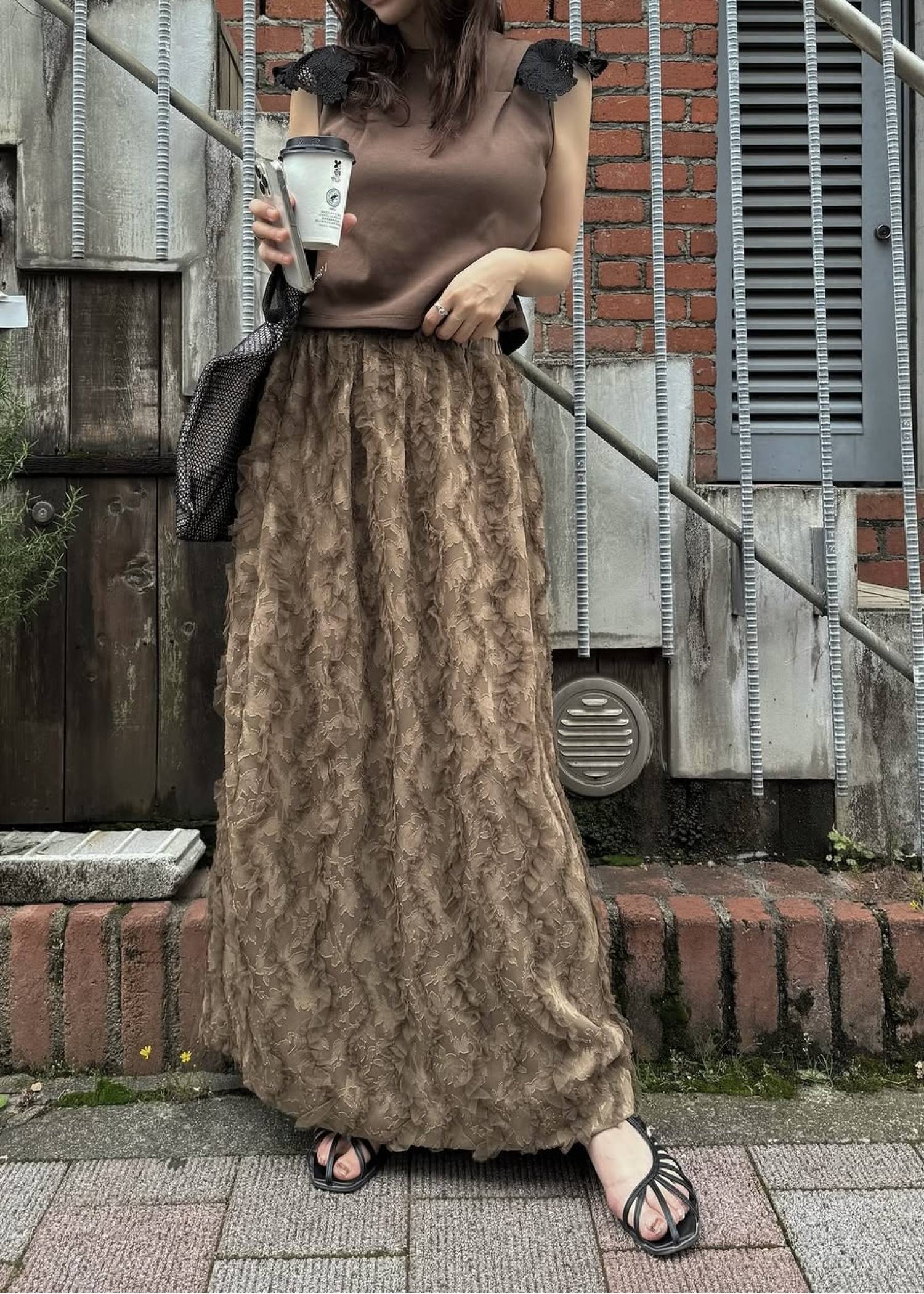 2way detachable lace no sleeve tops