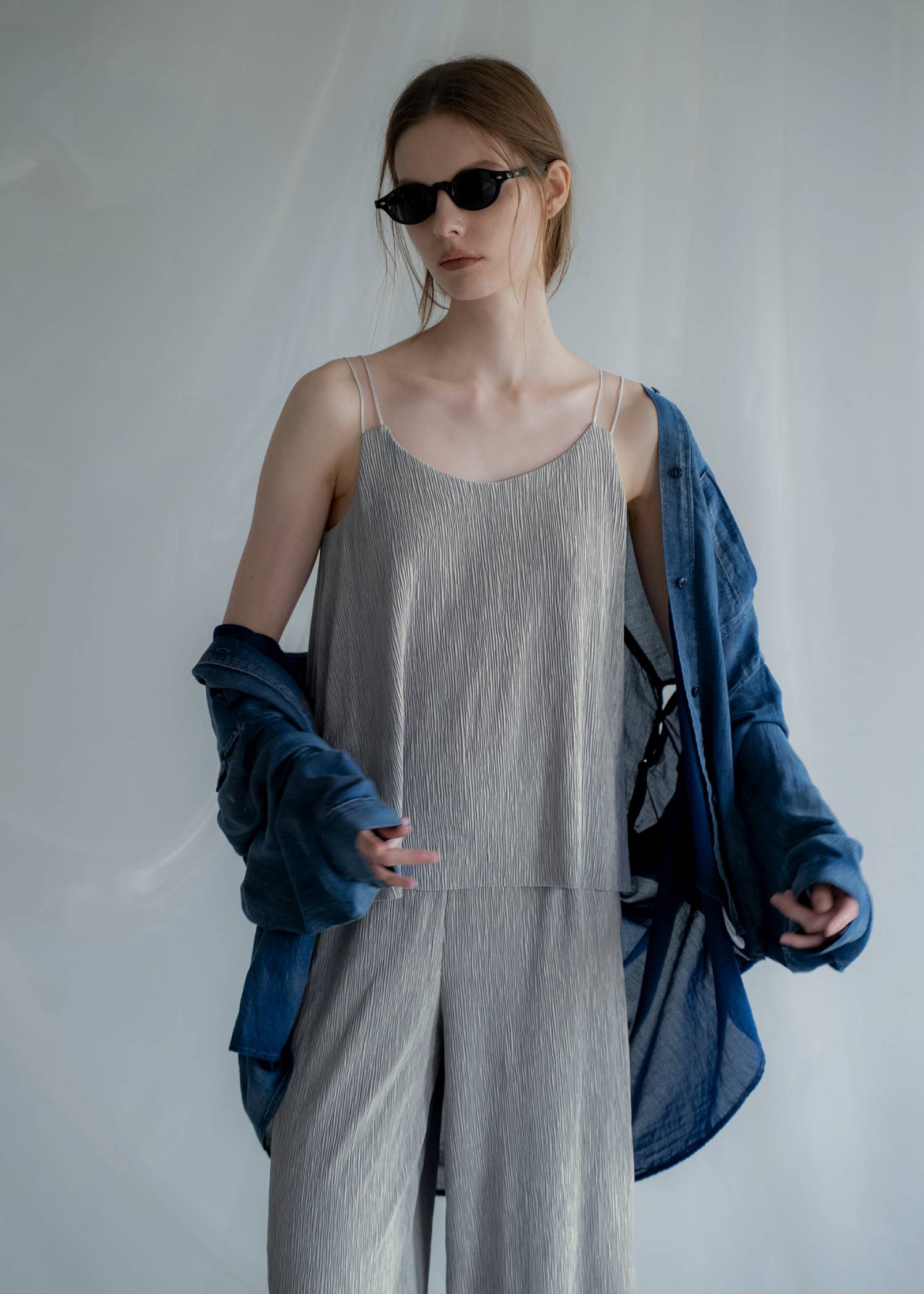 glitter cord flare pleats camisole