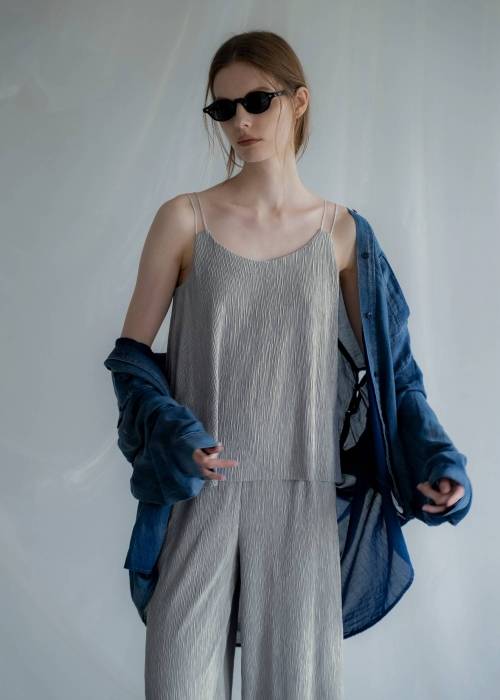 glitter cord flare pleats camisole