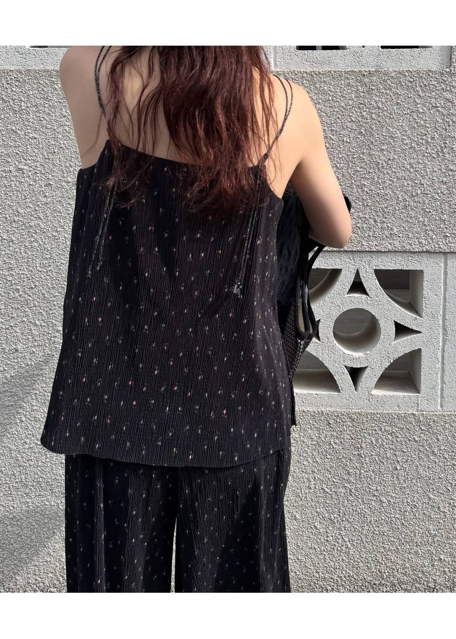 glitter cord flare pleats camisole