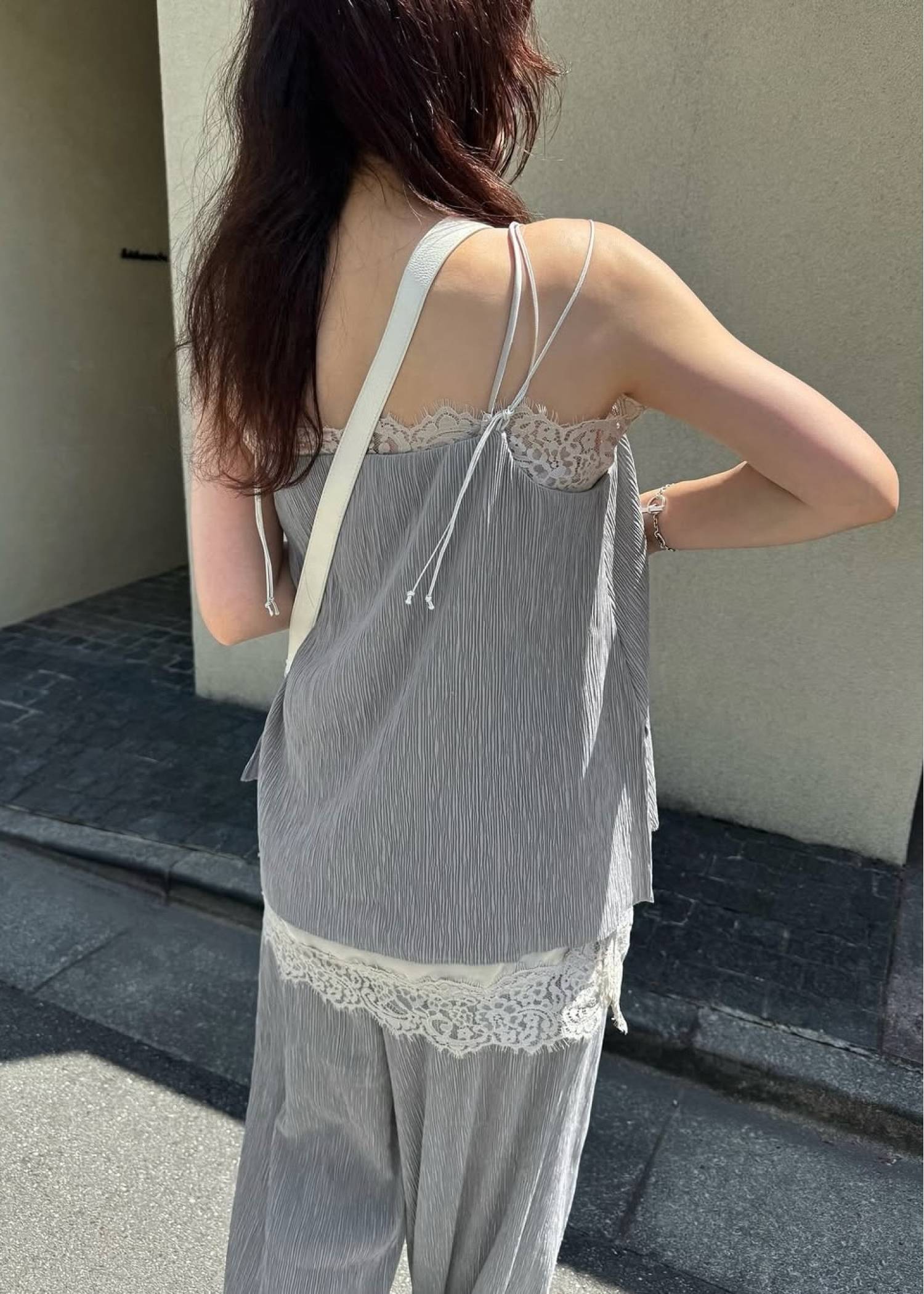 glitter cord flare pleats camisole