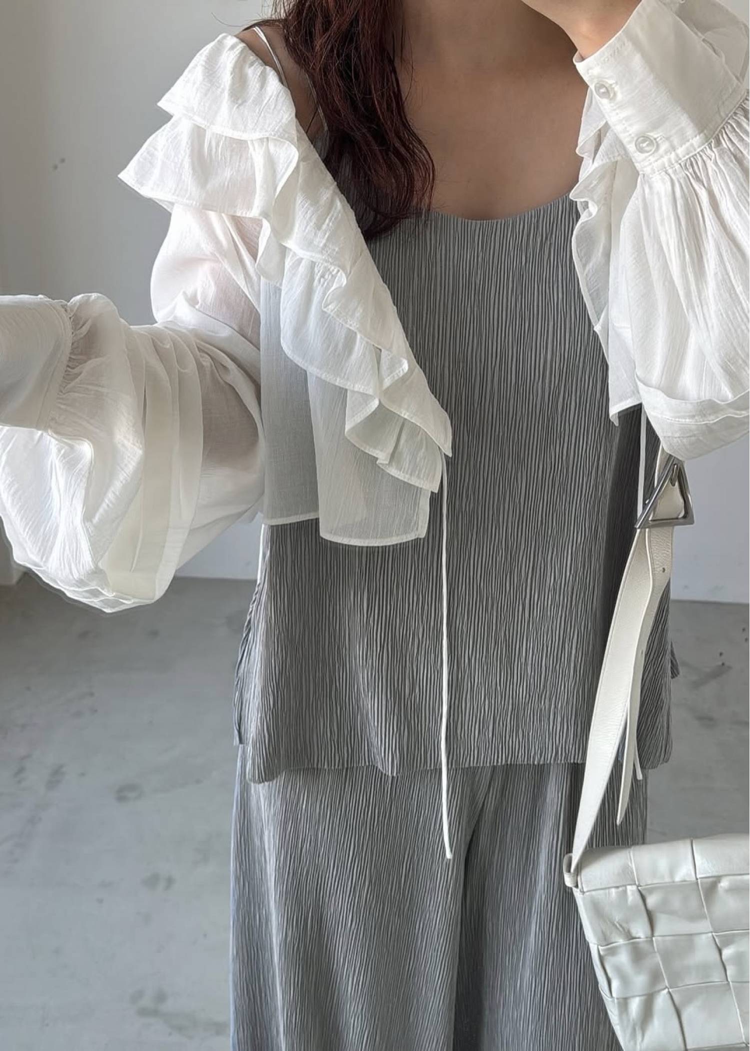 glitter cord flare pleats camisole