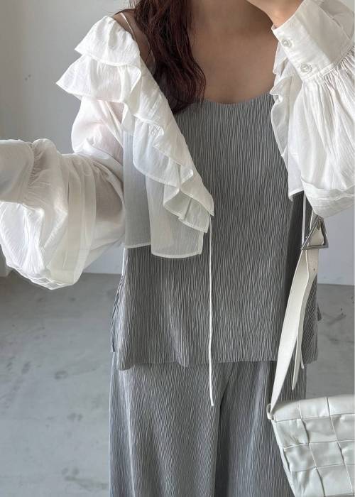 glitter cord flare pleats camisole