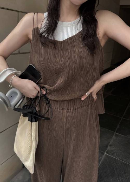 glitter cord flare pleats camisole