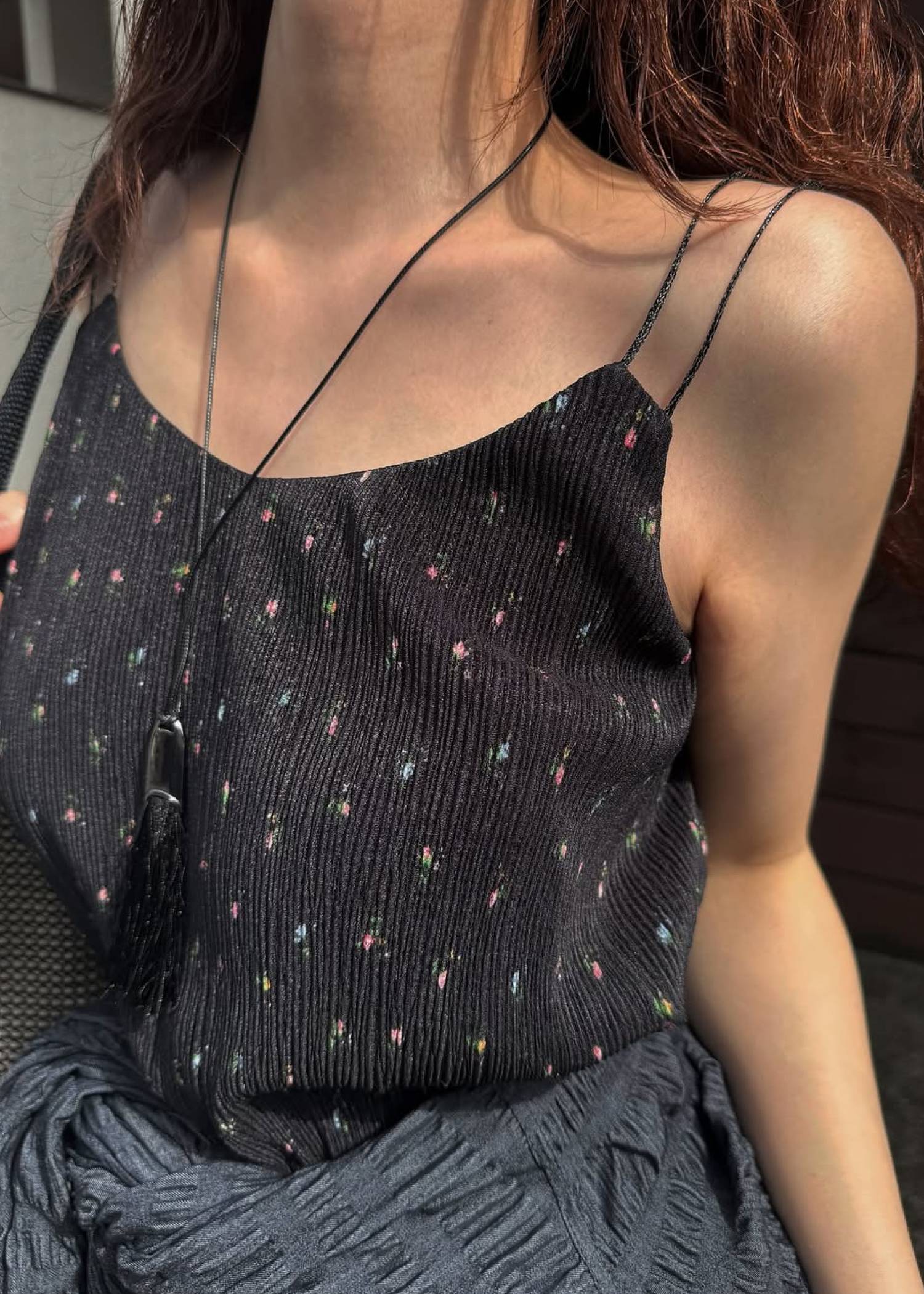 glitter cord flare pleats camisole