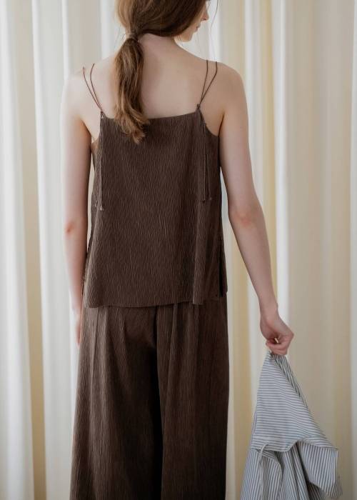 glitter cord flare pleats camisole