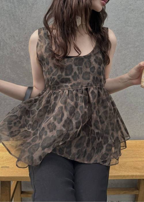gather flare organdy peplum tops