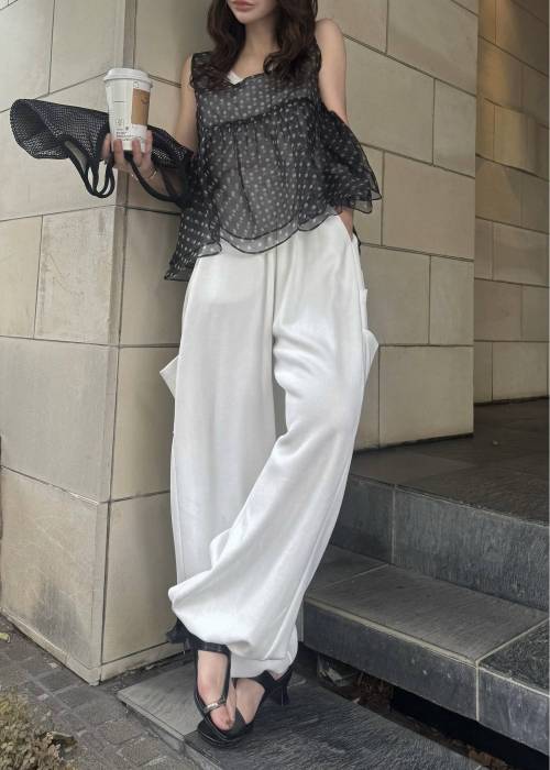 gather flare organdy peplum tops