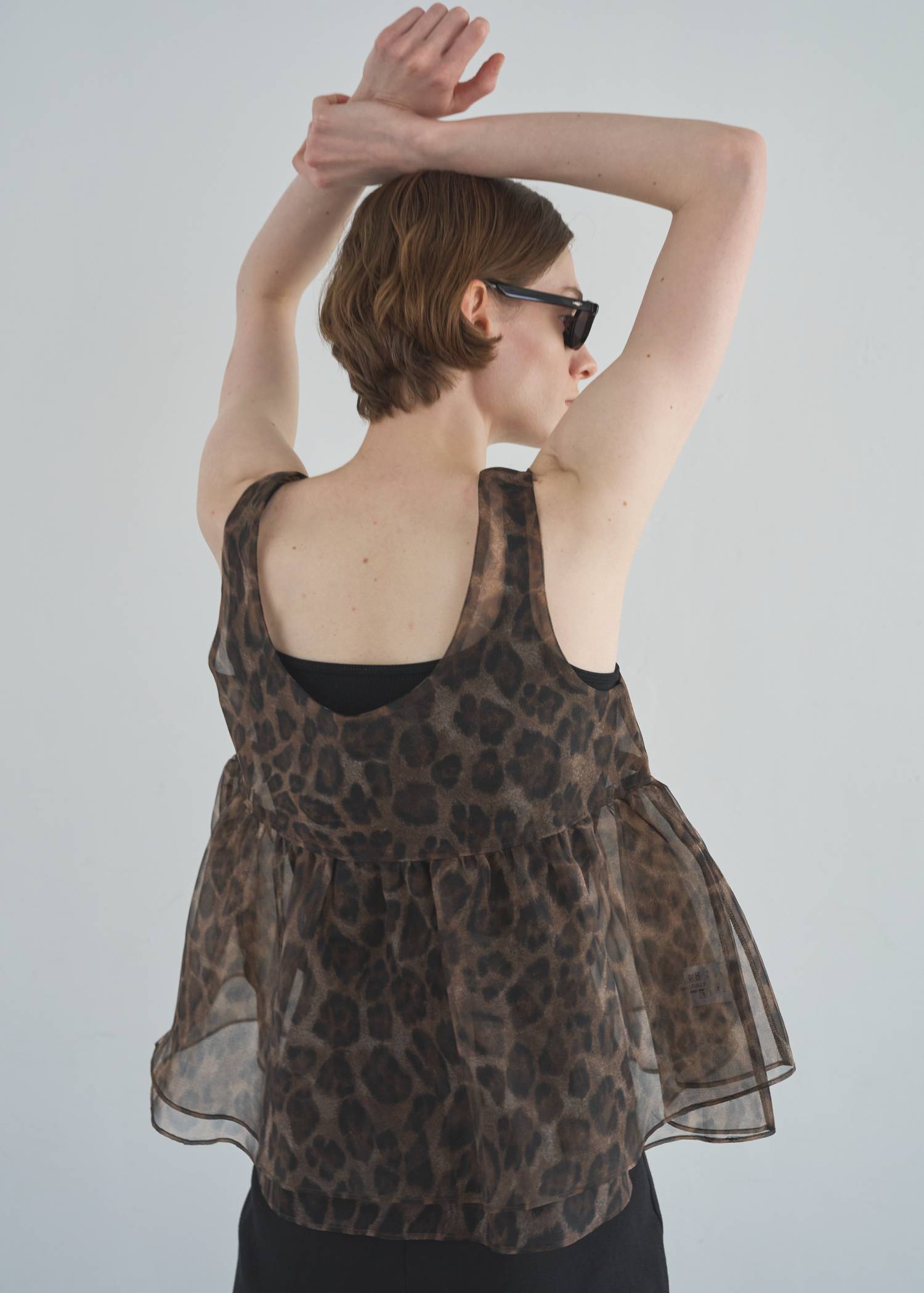 gather flare organdy peplum tops