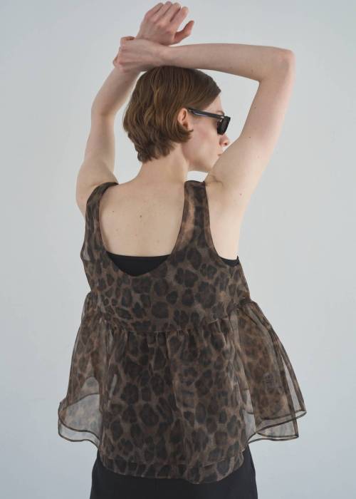 gather flare organdy peplum tops