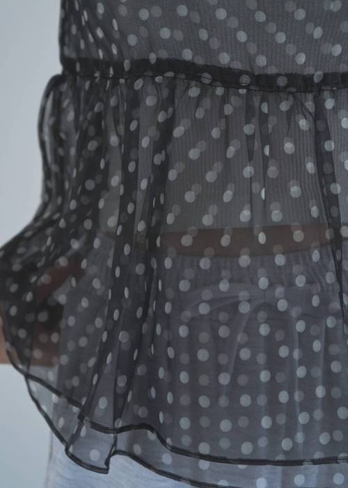 gather flare organdy peplum tops