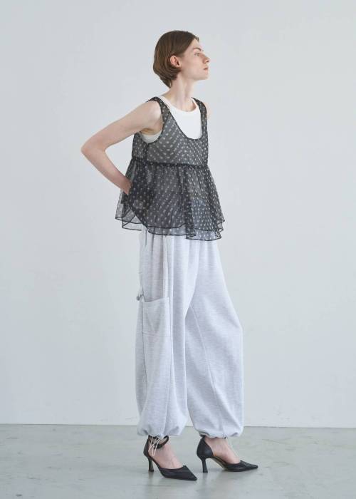 gather flare organdy peplum tops