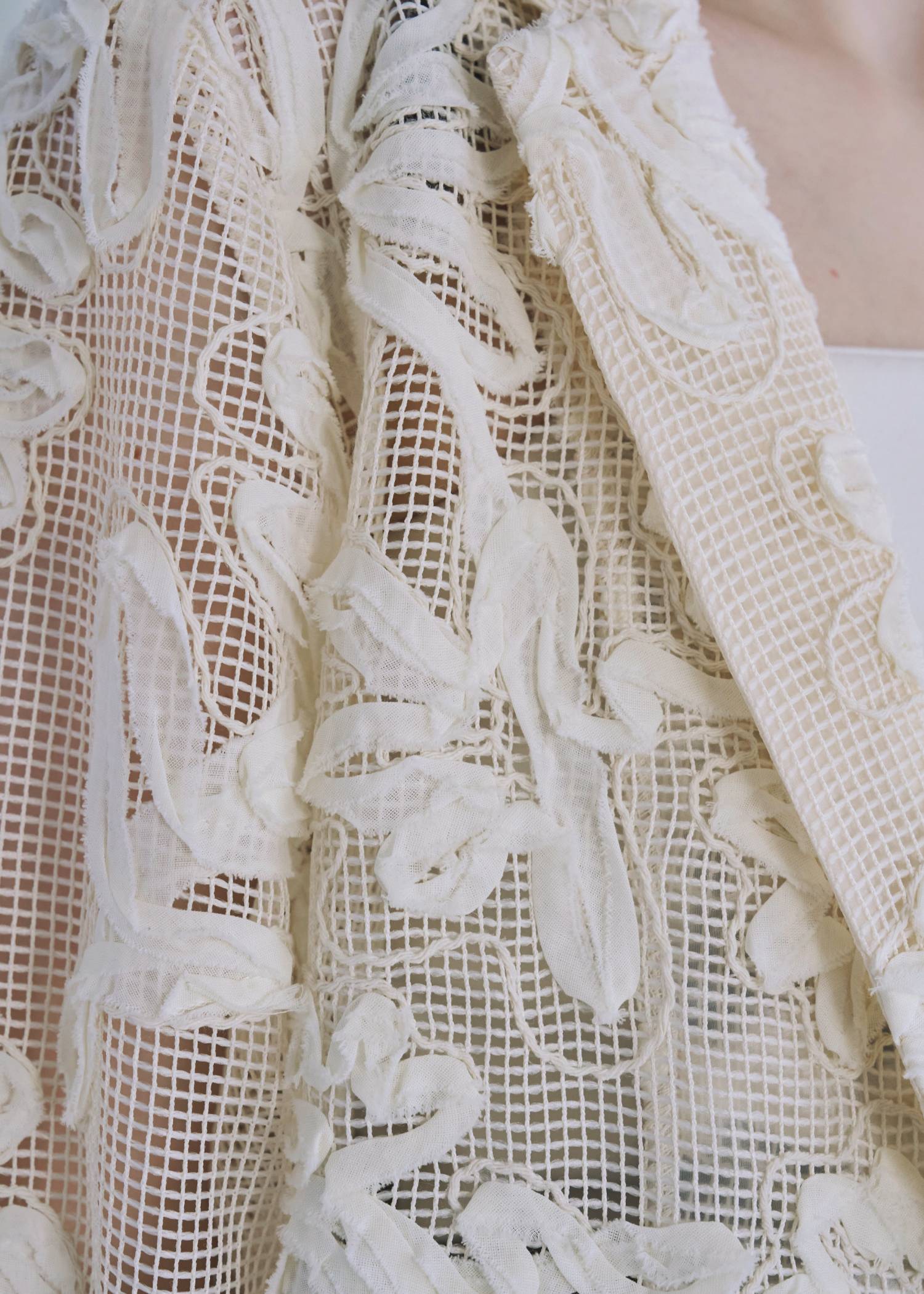 cord embroidery mesh lace shirt JK
