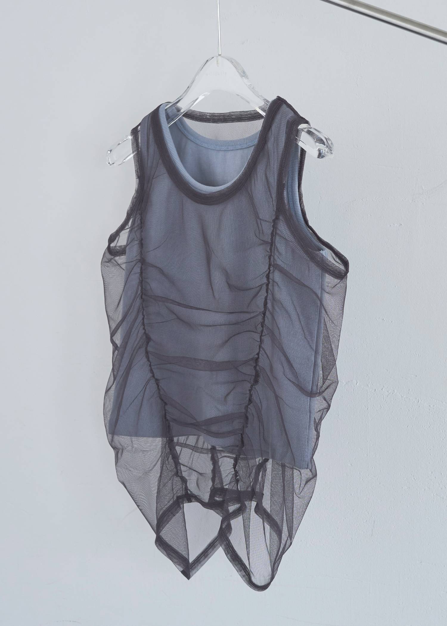 gather tulle layered rib tank