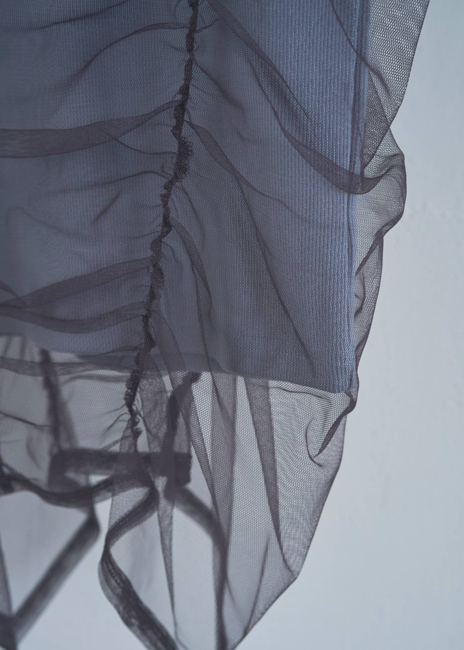 gather tulle layered rib tank