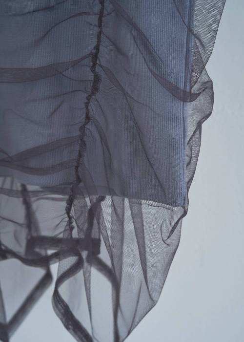 gather tulle layered rib tank