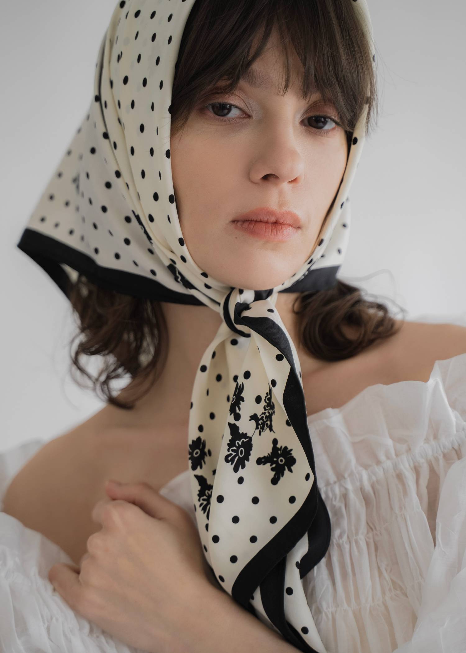 polka dot floral print scarf