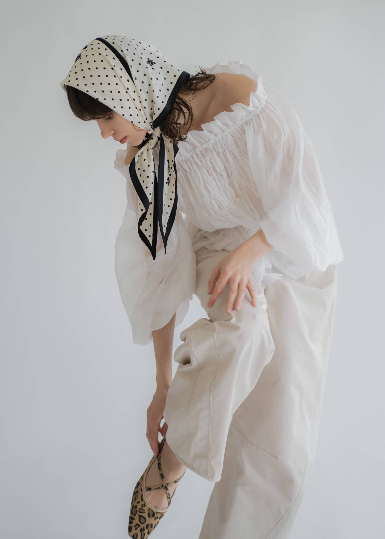 polka dot floral print scarf