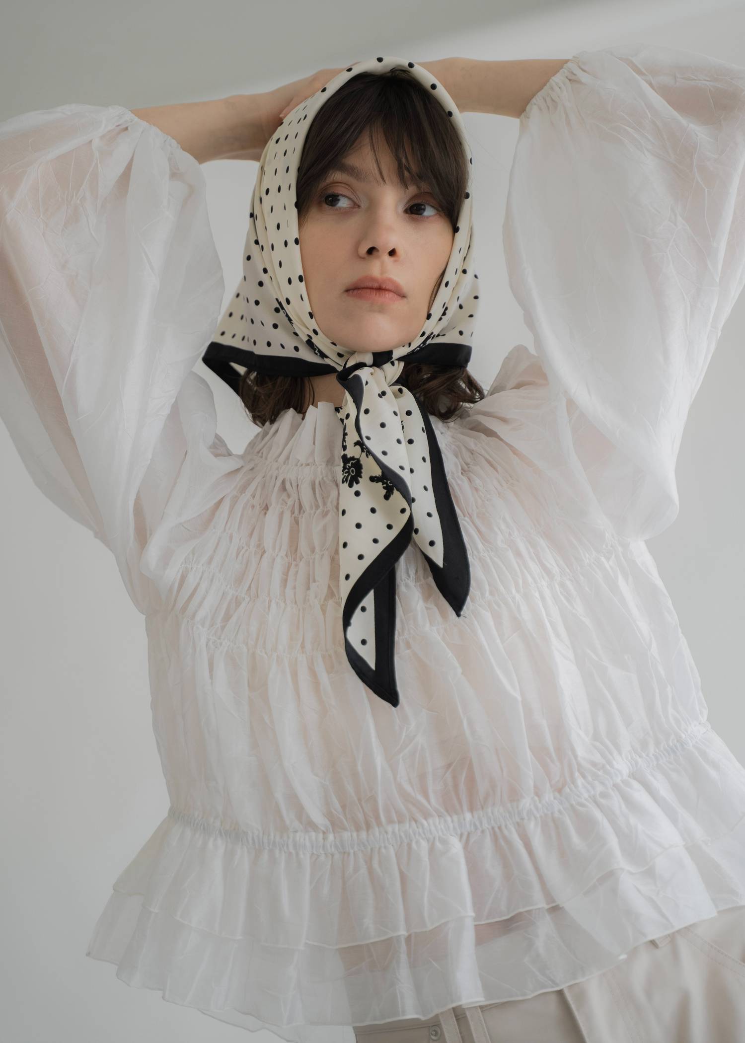 polka dot floral print scarf