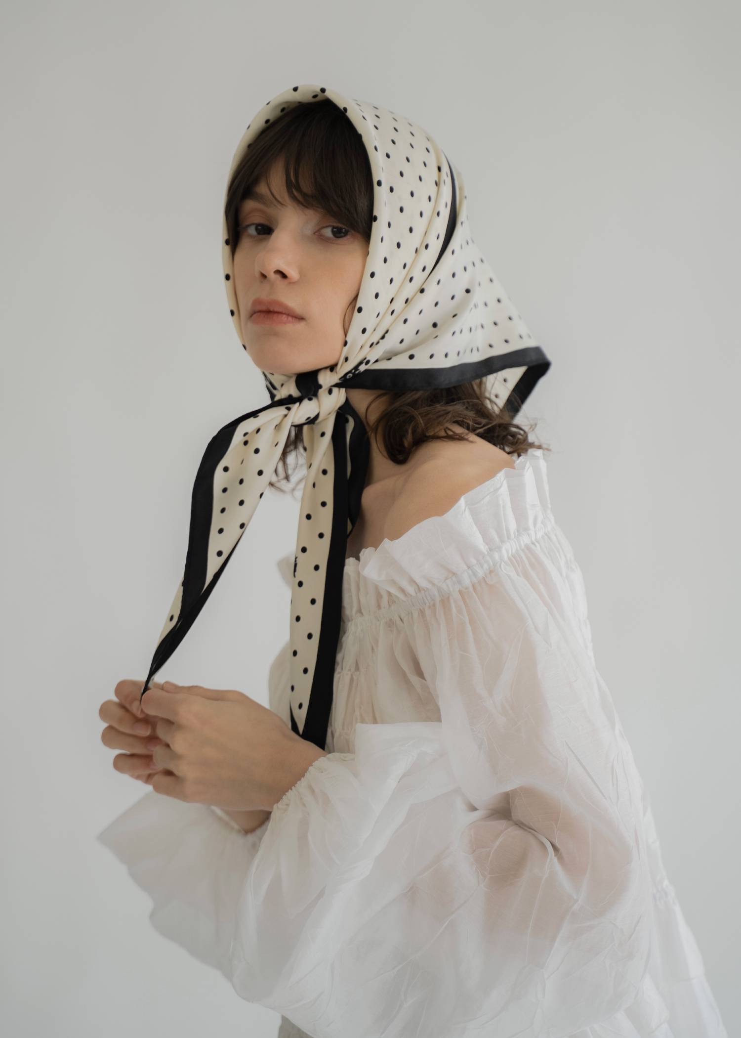 polka dot floral print scarf