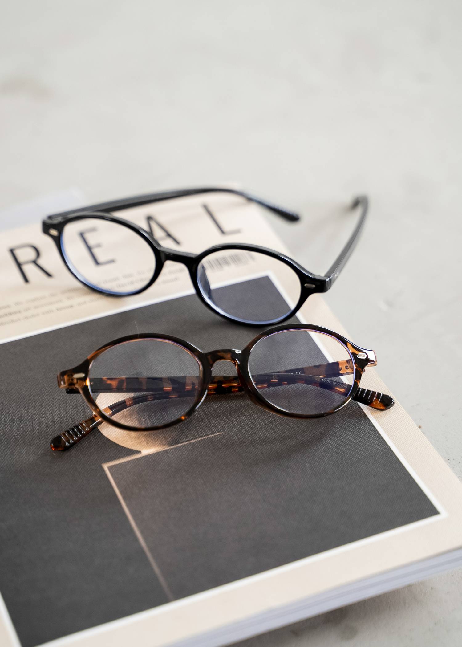 round frame clear glasses