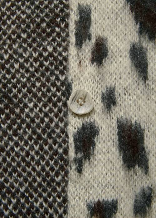 leopard jacquard reversible cropped knit cardigan