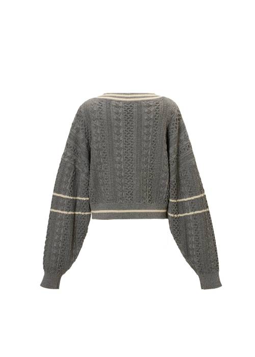 mixing yarns cable patch knit