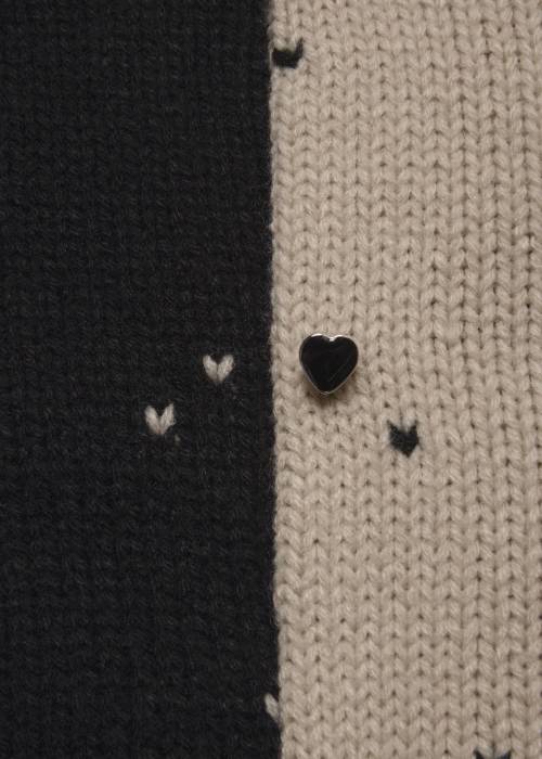 short heart dot jacquard reversible knit cardigan