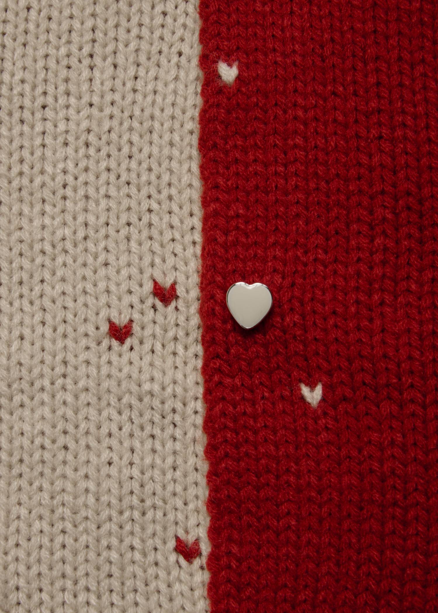 short heart dot jacquard reversible knit cardigan