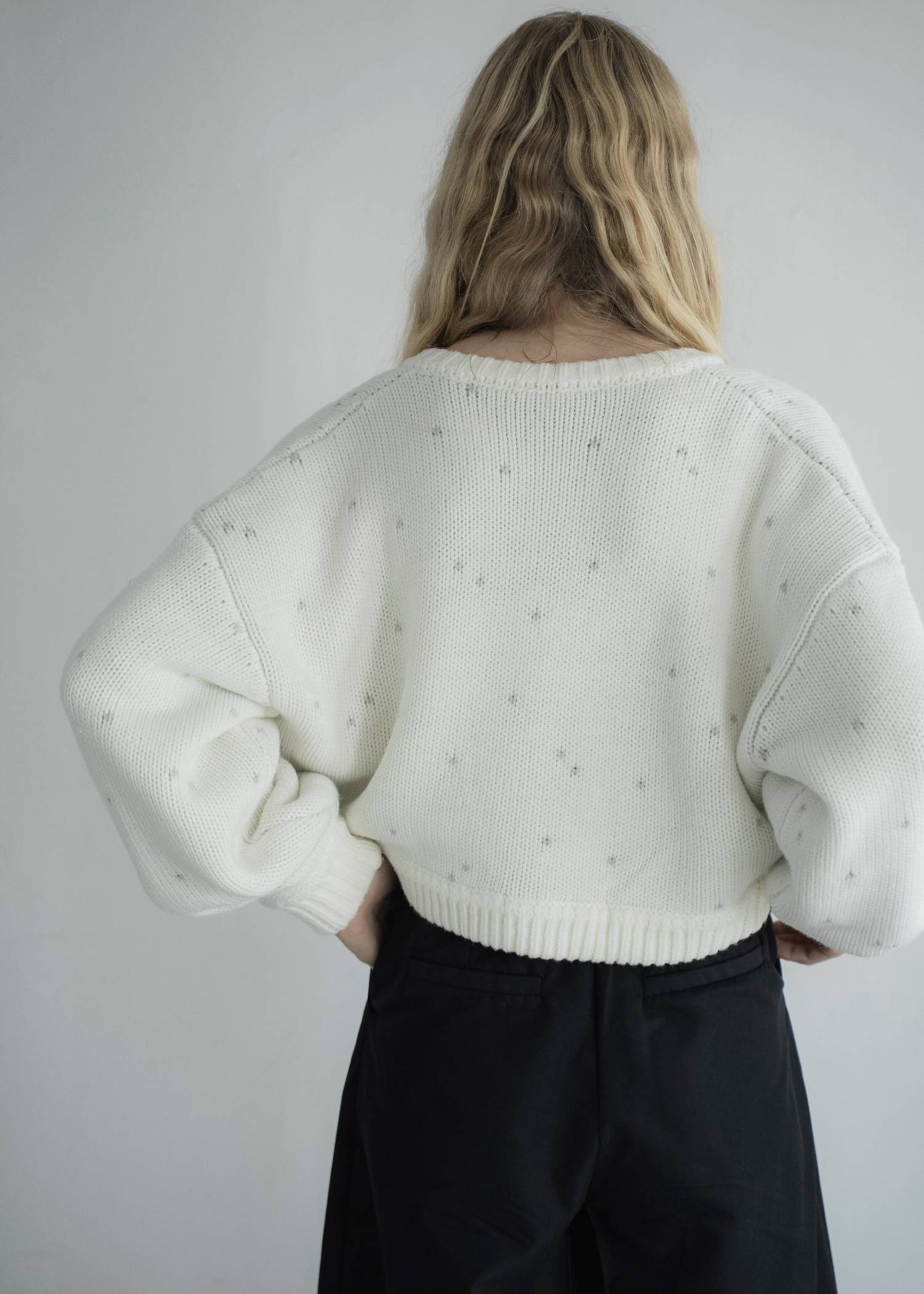 short heart dot jacquard reversible knit cardigan