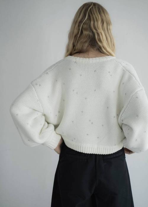 short heart dot jacquard reversible knit cardigan
