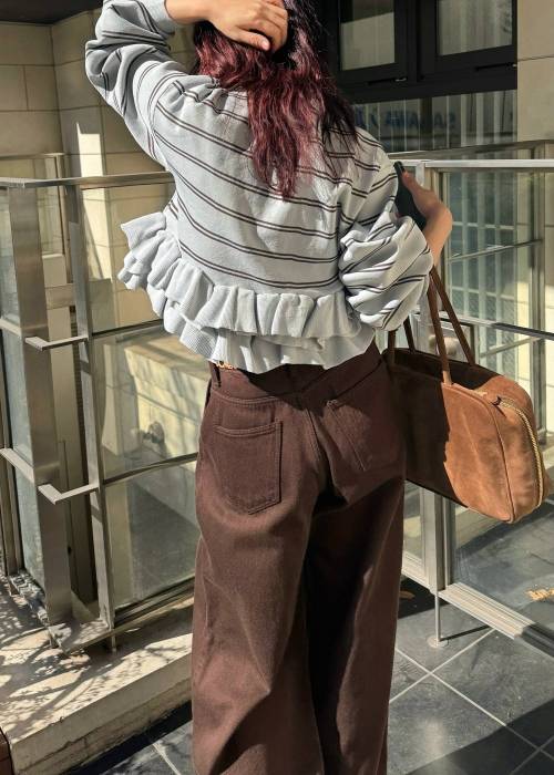 hem ruffle frill knit cardigan