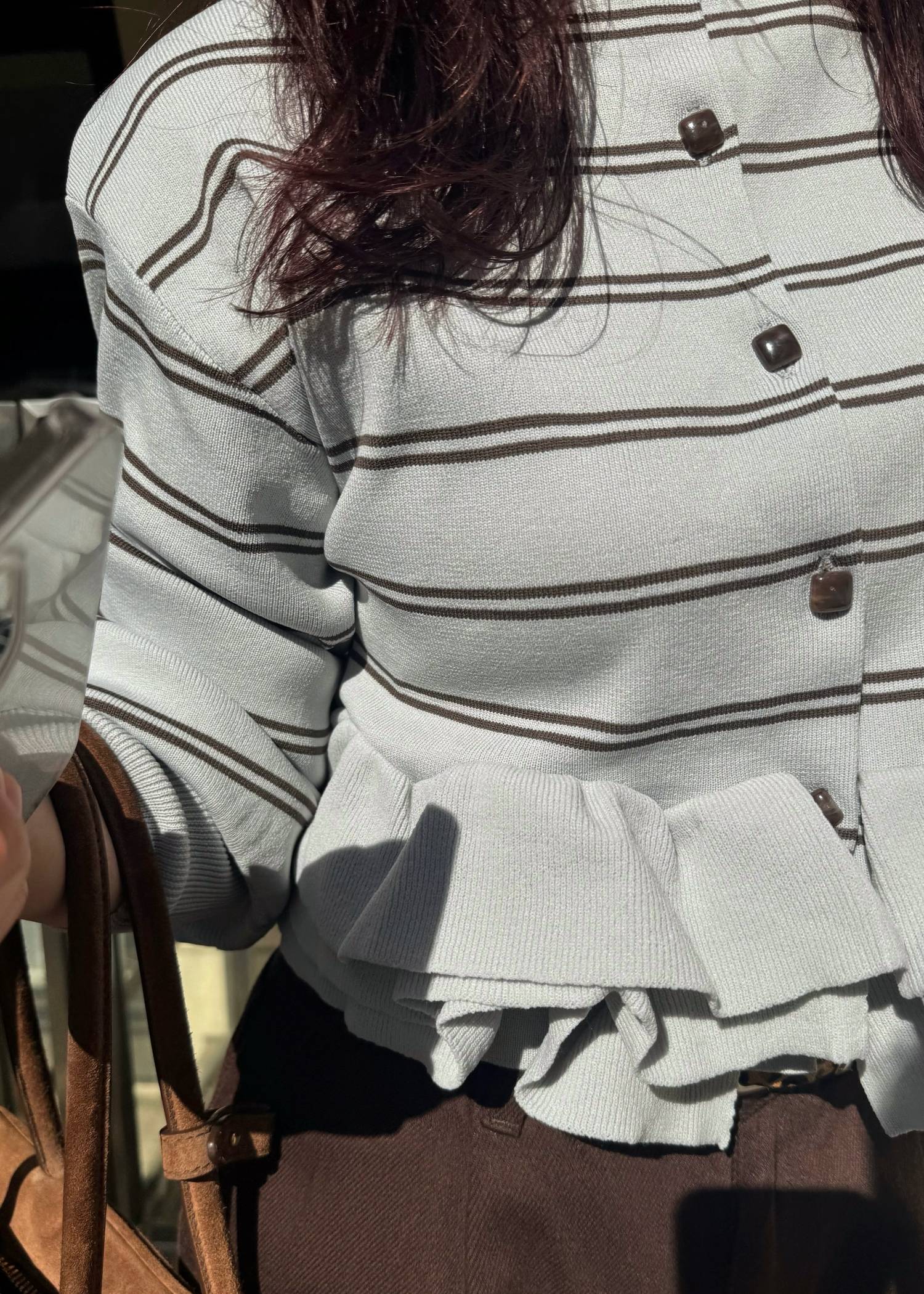 hem ruffle frill knit cardigan