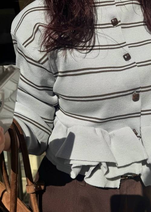 hem ruffle frill knit cardigan