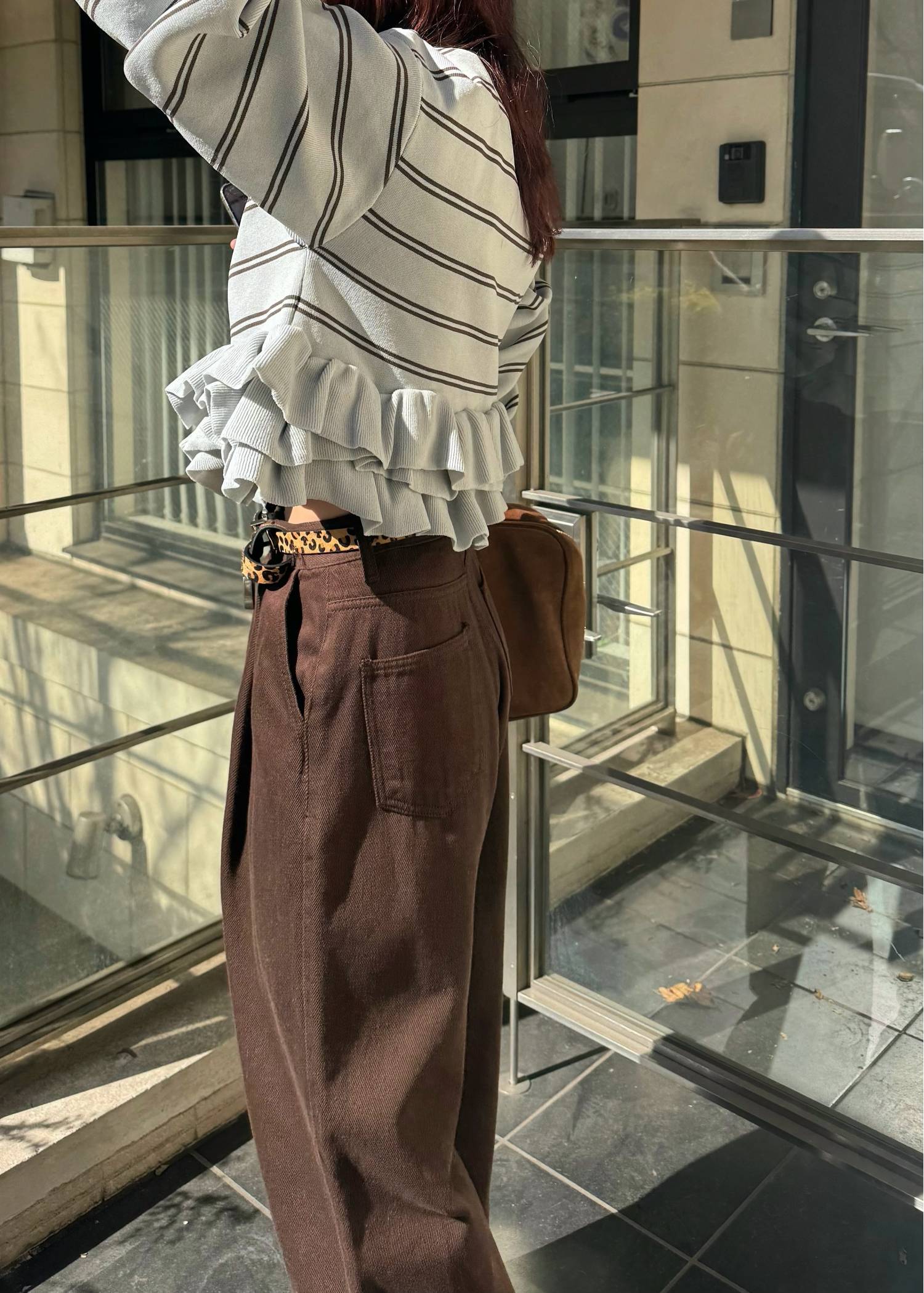 hem ruffle frill knit cardigan