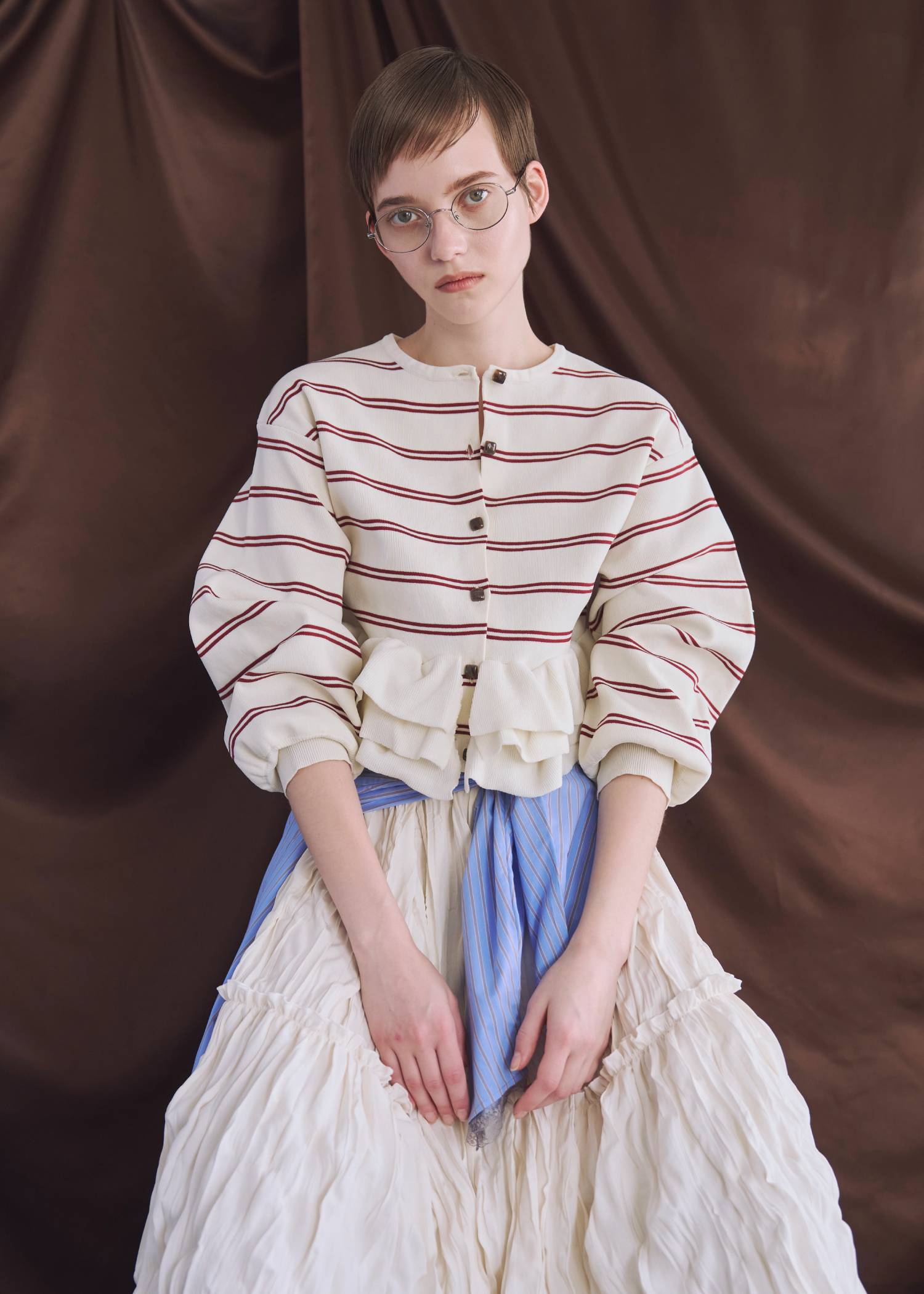 hem ruffle frill knit cardigan