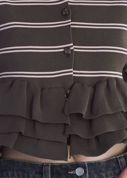 hem ruffle frill knit cardigan