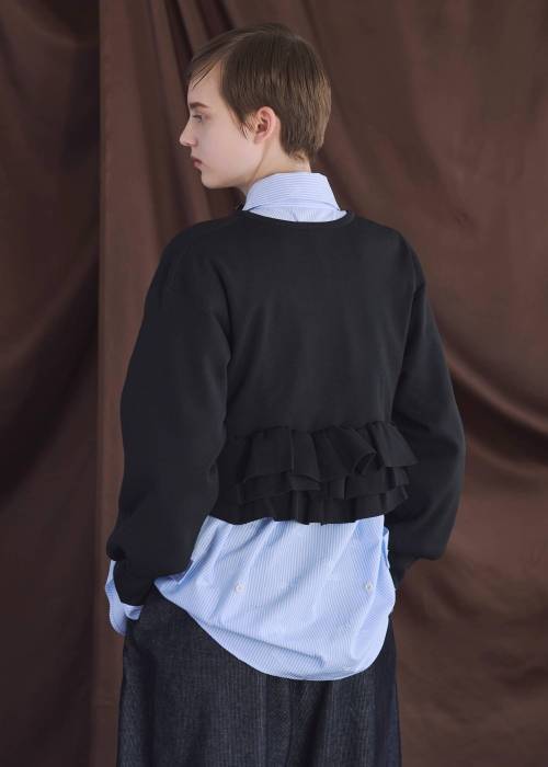 hem ruffle frill knit cardigan