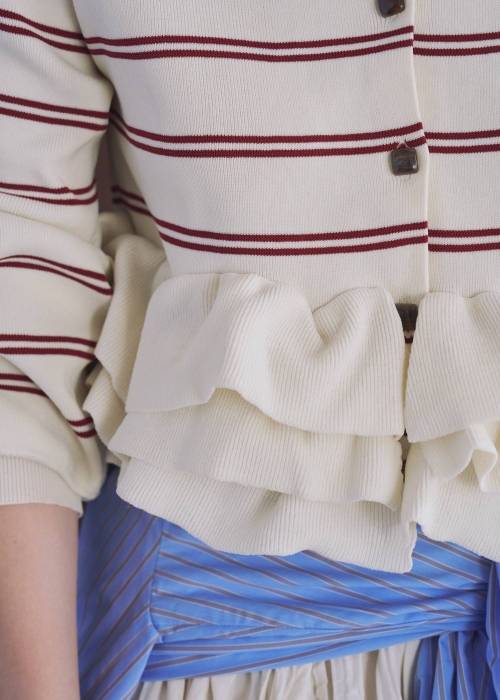 hem ruffle frill knit cardigan