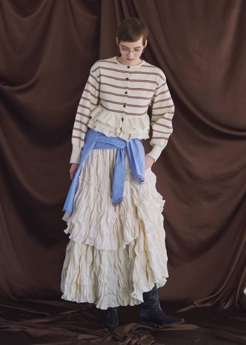 hem ruffle frill knit cardigan