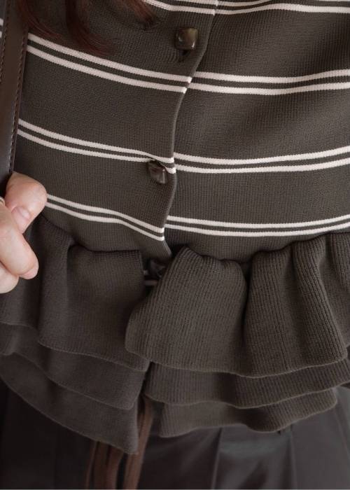 hem ruffle frill knit cardigan