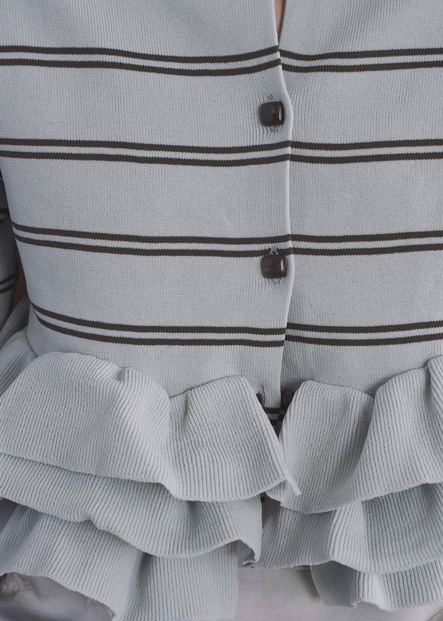 hem ruffle frill knit cardigan