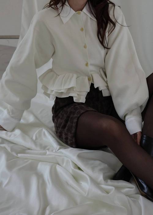 hem ruffle frill knit cardigan