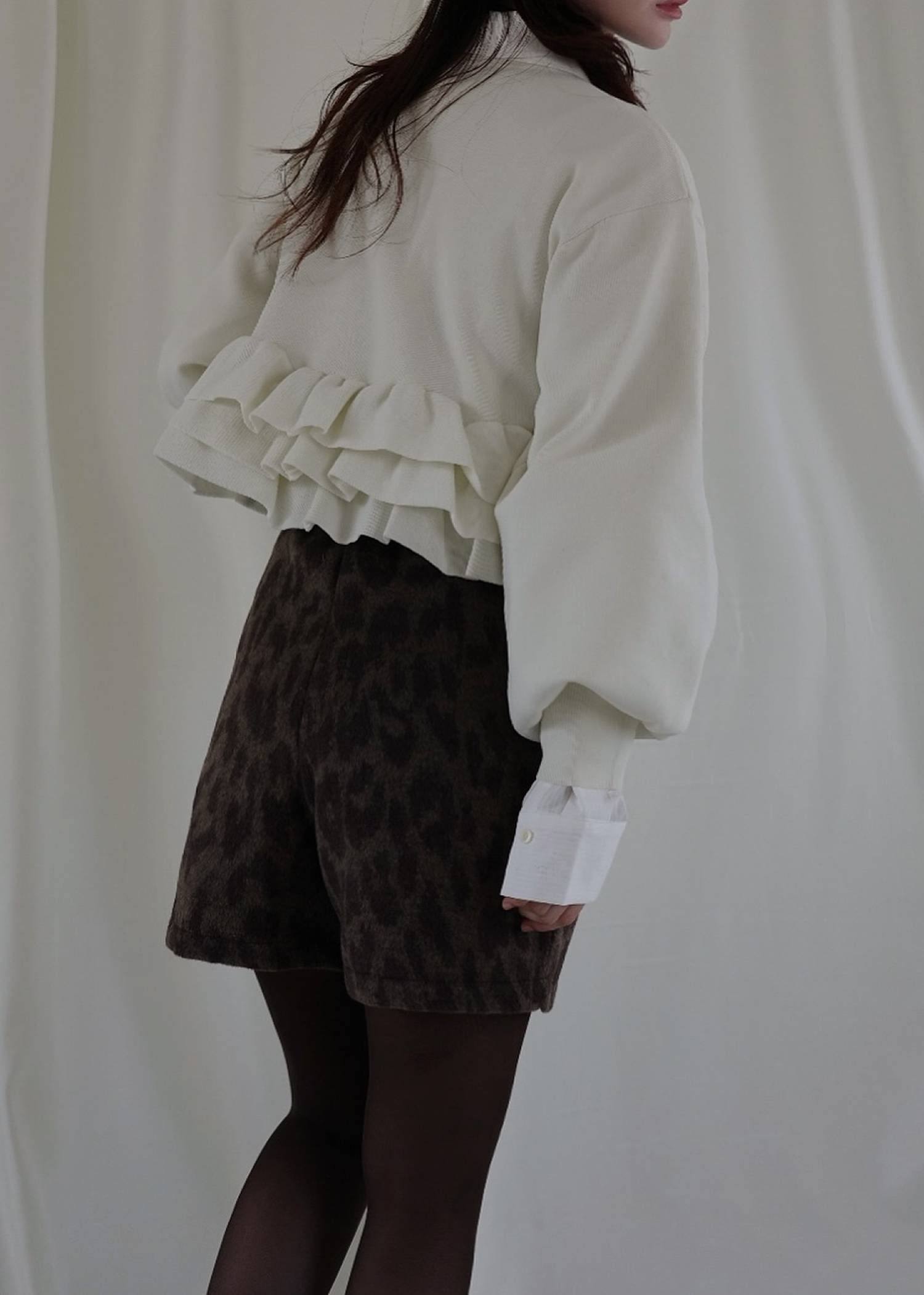 hem ruffle frill knit cardigan